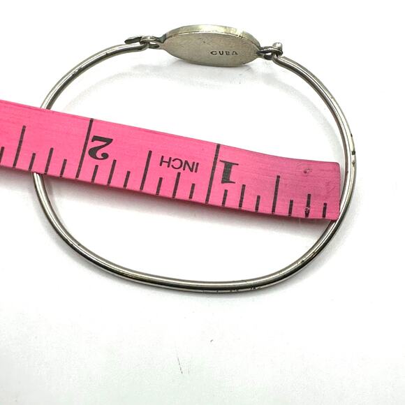 Alpaca Bracelet hooked Silver tone Beach Cloud Face Vintage Mother of Pearl - Picture 7 of 11